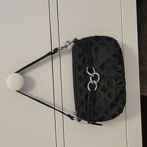 Coach wristlet black monogram silver accents